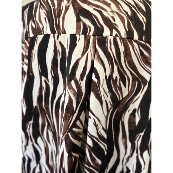 Brown & Ivory Zebra Print Button-Up Long Sleeve Blouse with Pleat Back - Picture 5 of 8